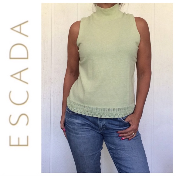 ESCADA GREEN CASHMERE SWEATER SET MEDIUM - Picture 2 of 8